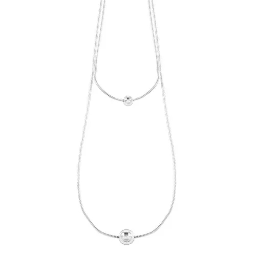 Náhrdelník zo striebra 925, dvojitá retiazka s hadím vzorom, lesklé guličky