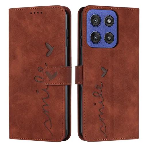 ART SMILE Peňaženkový obal s remienkom pre Motorola Edge 60 / Edge 60 Fusion hnedý