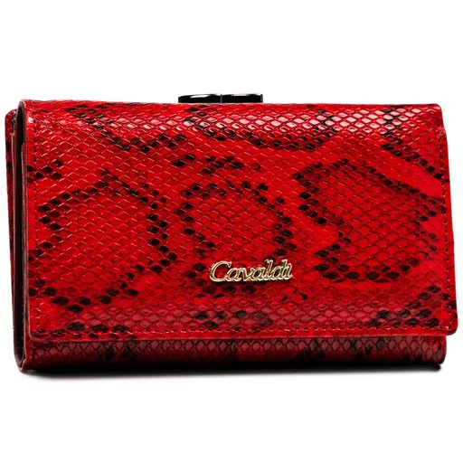 Červená dámska peňaženka s dekoráciou vzoru hadej kože - 4U Cavaldi