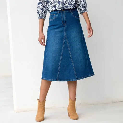 Rozšírená džínsová midi sukňa