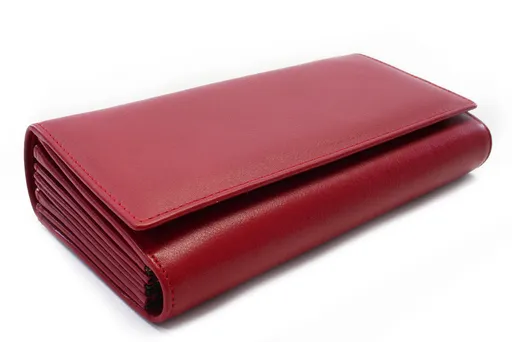 Červená kožená čašnícka peňaženka s vreckami na mince 515-2401-31