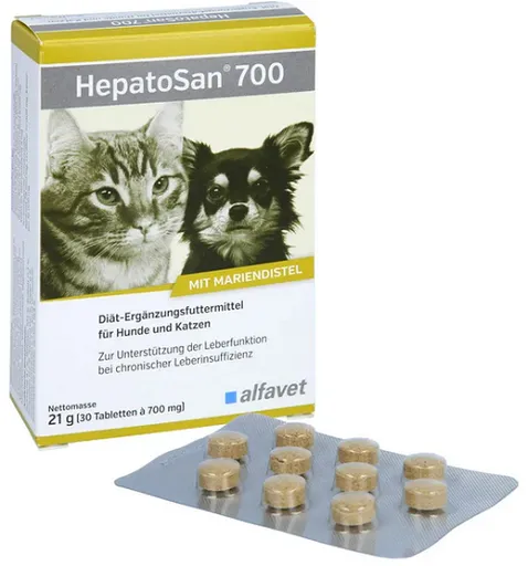 HepatoSan 700mg na podporu funkcie pečene pre malé psy a mačky 30tbl