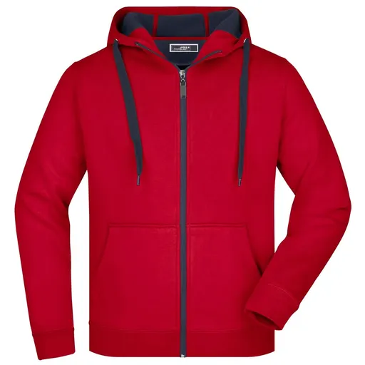 James & Nicholson (Daiber) Pánska dvojfarebná mikina JN355 - Červená / tmavošedá | 3XL