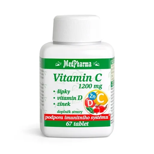 MEDPHARMA Vitamín C 1200 mg so šípkami + vitamín D + zinok 67 tabliet