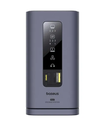 Baseus Dokovacia stanica Spacemate 11v1 (USB-C PD, USB-C, 2x USB-A, 3x HDMI) sivá