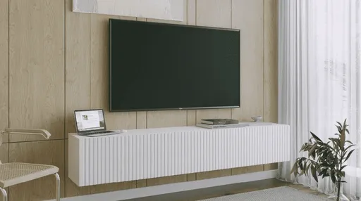 ArtExt Závesný TV stolík JOY | 200 cm Farba: Biela (drážky)