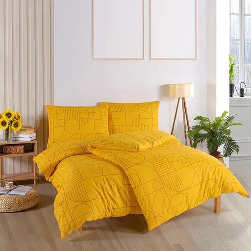 BedTex Bavlnené obliečky Geo Ray Flower, 140 x 200 cm, 70 x 90 cm, 140 x 200 cm, 70 x 90 cm