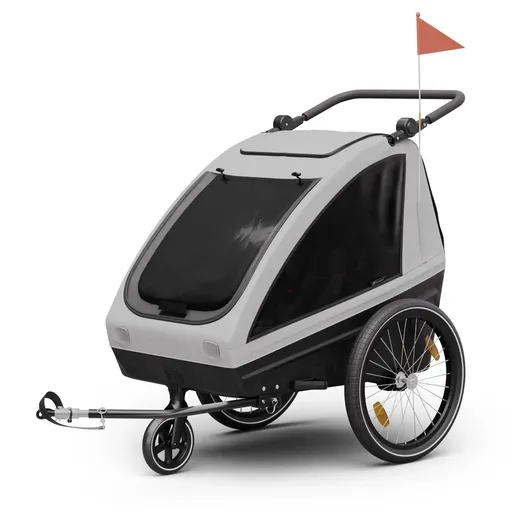 KLARFIT GoKiddo, príves na bicykel, príves/kočík, skladací, integrované brzdy, rastúci, pre 2 deti