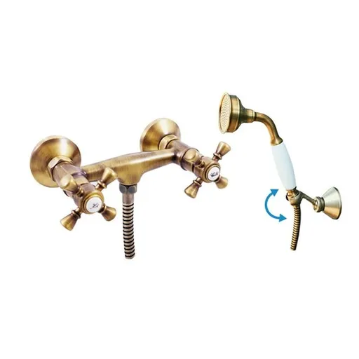 Sprchová batéria RAV Slezák MORAVA so sprchovacím setom 150 mm stará mosadz MK380.5/2SM