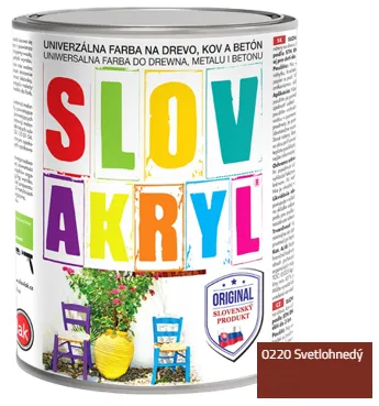 SLOVAKRYL - Univerzálna vodou riediteľná farba 0,75 kg 0220 - svetlohnedá