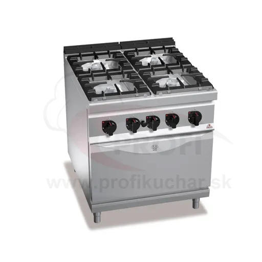 BERTO´S  Plynový sporák s plynovou rúrou BERTO´s, 4horáky, GN 2/1 - 7,8 kW