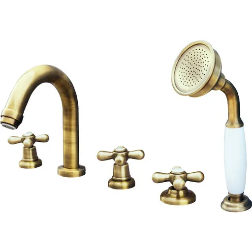 Vaňová batéria RAV Slezák MORAVA so sprchovacím setom stará mosadz MK162.0PSM