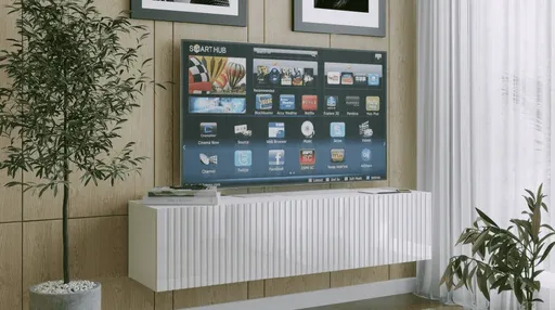 ArtExt Závesný TV stolík JOY | 150 cm Farba: Biely lesk (drážky)