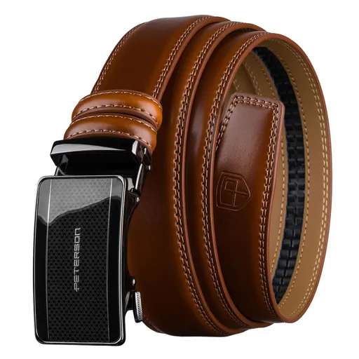 Pánsky kožený opasok v hnedej farbe s automatickou prackou