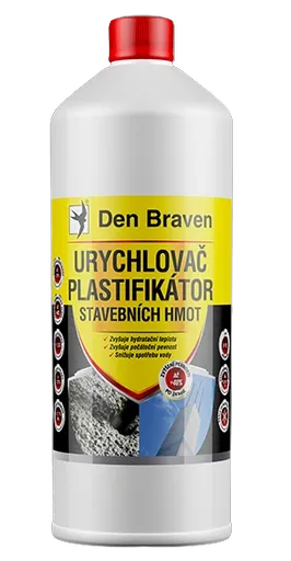 DEN BRAVEN - Urýchľovač a plastifikátor stavebných hmôt 1 l nažltlá