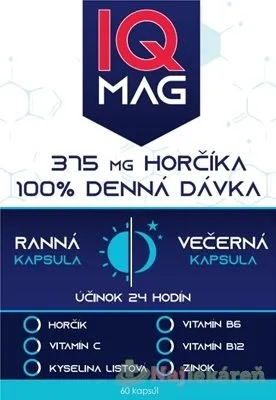 NaturProdukt IQ MAG Horčík 375 mg ranné a večerné 60 kapsúl