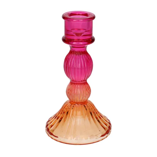 DUIF Sklenený svietnik LIOR 15cm ružová broskyňová