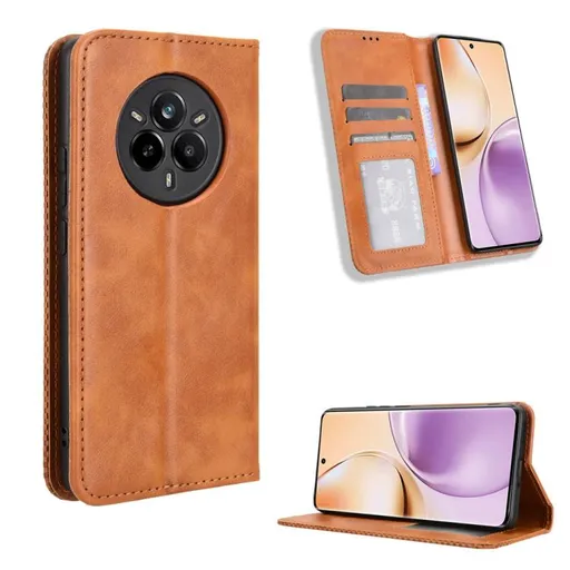 BUSINESS Peňaženkové puzdro pre Realme 14 Pro 5G hnedé