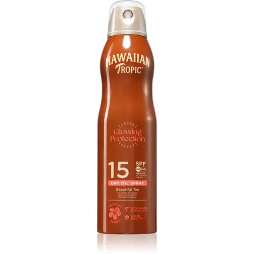 Hawaiian Tropic Glowing Protection Dry Oil Spray ochranný sprej na opaľovanie SPF 15 177 ml