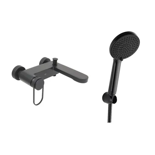 Vaňová batéria SAT Fusion s vaňovým setom 150 mm čierna matná SATBSFU222KPCCSET