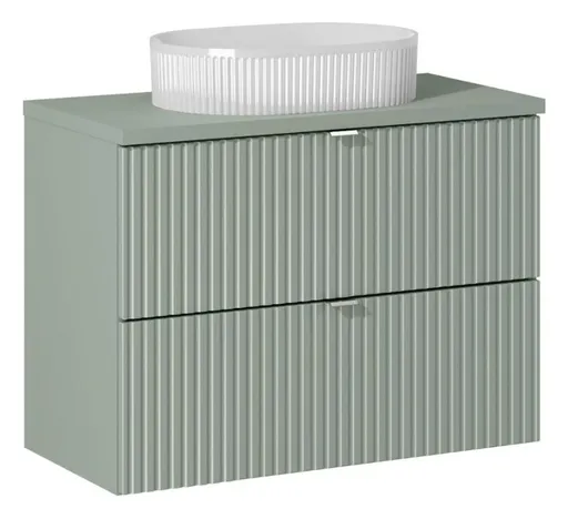 ArtCom Kúpeľňová skrinka s umývadlom a doskou LINE Reed Green DU80/1 | 80 cm