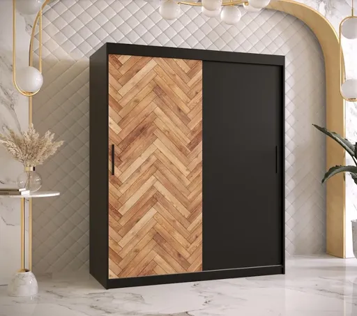 ArtAbiks Šatníková skriňa PARKIET | 150  x 200 cm farebné prevedenie: Čierna / dub artisan