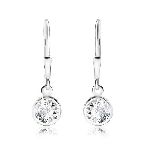 Náušnice zo striebra 925, okrúhly číry zirkón, 6 mm