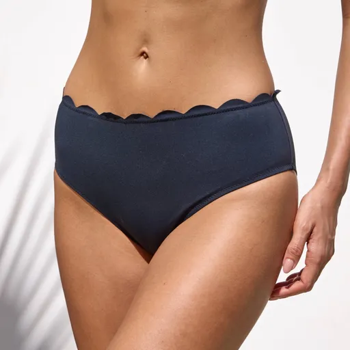 Plavkové jednofarebné maxi nohavičky Gaona so zvlneným zakončením