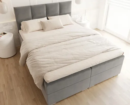 FDM Manželská posteľ PORTLAND Boxspring | sivá 180 x 200 cm