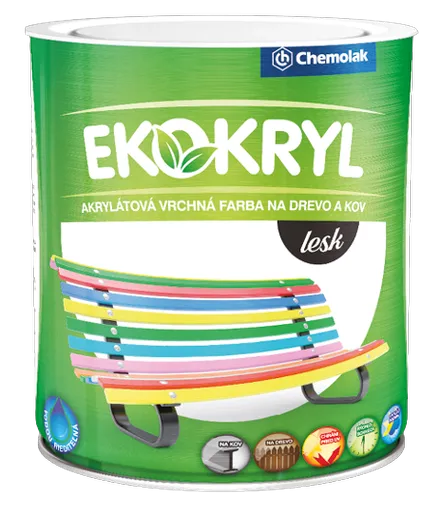 V2062 EKOKRYL LESK - Univerzálna vodou riediteľná farba 0,6 L 0100 - biela