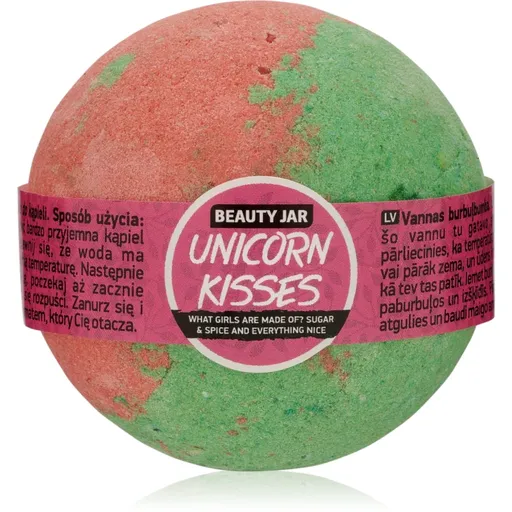 Beauty Jar Unicorn Kisses What Girls Are Made Of? Sugar & Spice And Everything Nice bomba do kúpeľa s vôňou jahôd 150 g