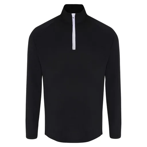 TriDri® Pánske tričko s dlhým rukávom a 1/4 zipsom - Čierna / biela | 2XL