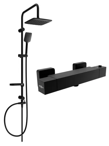 MEXEN/S - Sven sprchový stĺp vrátane sprchovej termostatickej batérie Cube, čierna 77200262-70