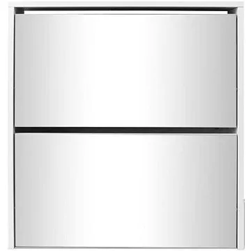 Skrinka na topánky dvojpoličková, zrkadlová biela, 63 x 17 x 67 cm (243046)