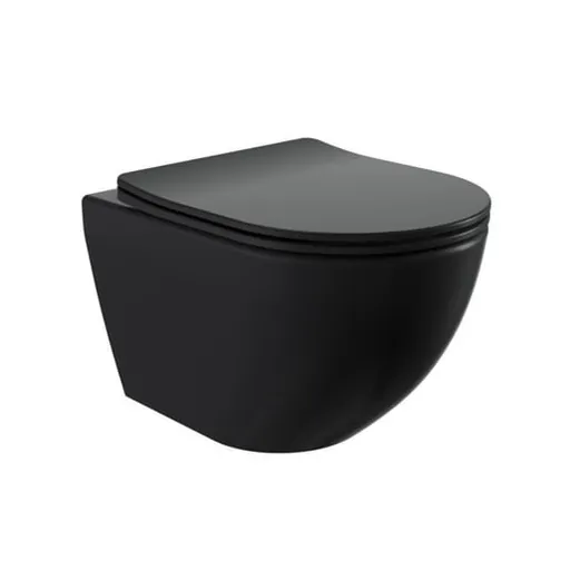 Wc s doskou softclose závesné vírové SAT Fusion čierna mat so zadným odpadom SATFUS010RTORPBKM