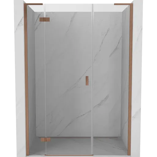 MEXEN/S - Mist-H L sprchové dvere krídlové ľavé 130, transparent, meď kartáčovaná 8A5L-130-001-65-00-L