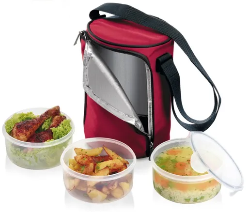 Tescoma obedár FRESHBOX, s 3 dózami 1.5 l, bordeaux