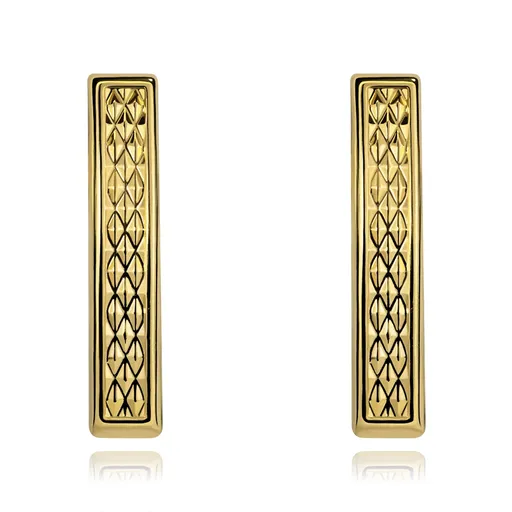 Náušnice zo 14K žltého zlata v tvare oblúka s diamantovým vzorom