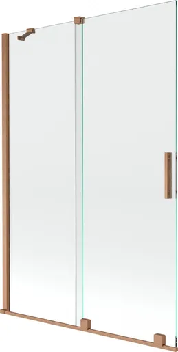MEXEN/S - Velar Dvojkrídlová posuvná vaňová zástena 120 x 150, transparent, kartáčovaná meď 896-120-000-01-65