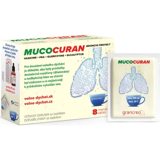 MUCOCURAN výživový doplnok pri strate hlasu 8 vrecúšok