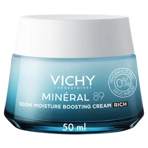 VICHY Mineral89 100H Krém na podporu hydratácie RICH bez parfumu 50 ml
