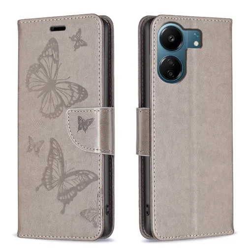 ART BUTTERFLY Peňaženkový obal pre Xiaomi Redmi 13C / Poco C65 šedý