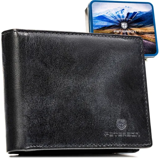 Veľká pánska kožená peňaženka v čiernej farbe s RFID - Peterson