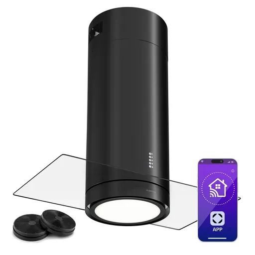 Klarstein Beretta Premium Smart, ostrovčekový digestor, 544 m³/h, aplikácia, odsávanie/recirkulácia vzduchu, LED, filter s aktívnym uhlím