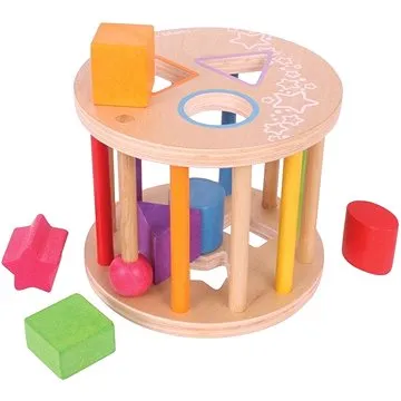 Bigjigs Motorická vhadzovacia hračka Valec s tvarmi (691621530962)