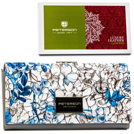 Viacfarebná, horizontálna dámska peňaženka z pravej kože s vreckom na zips - Peterson