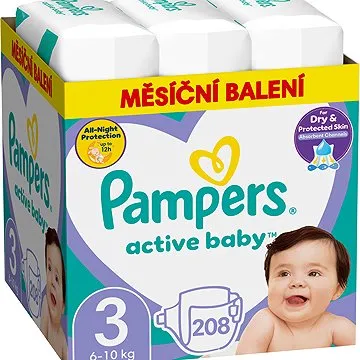 PAMPERS Active Baby veľkosť 3 Midi (208 ks) – mesačné balenie (8001090910745)