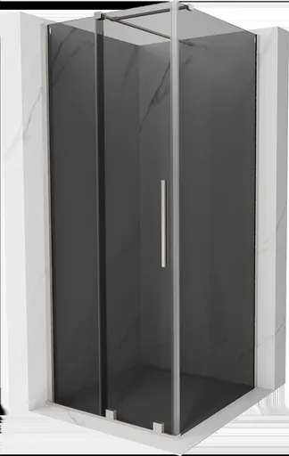 MEXEN/S - Velár sprchovací kút, posuvné dvere 100 x 100, grafit, nikel kartáčovaný 871-100-100-41-97