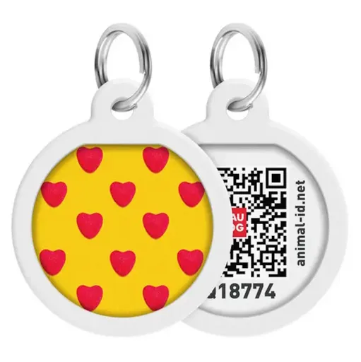 WAUDOG Identifikačná známka QR Srdiečka 1 kus, Veľkosť: S