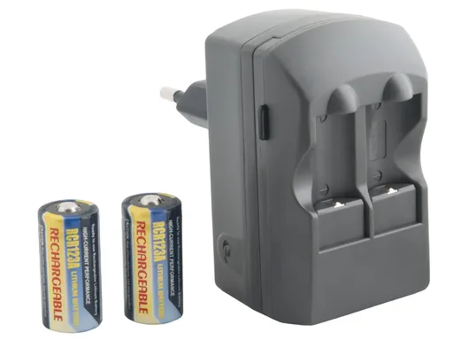 AVACOM Nabíjacia dvojkanálová súprava ACFRB pre nabíjanie batérií RCR123 + 2 ks RCR123